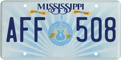 MS license plate AFF508