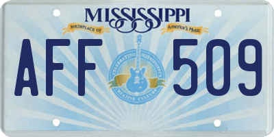 MS license plate AFF509