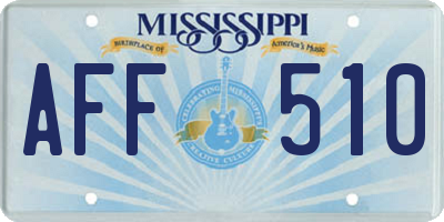 MS license plate AFF510