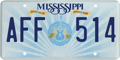 MS license plate AFF514