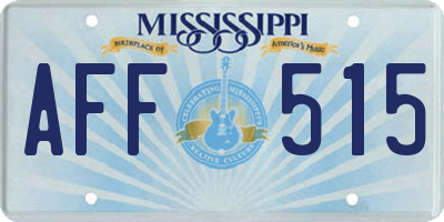 MS license plate AFF515