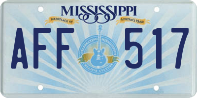 MS license plate AFF517