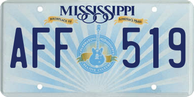 MS license plate AFF519