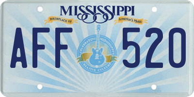 MS license plate AFF520