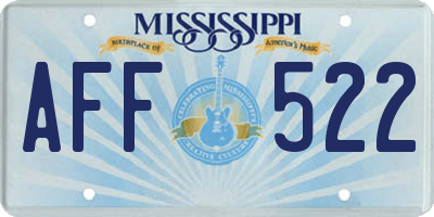 MS license plate AFF522