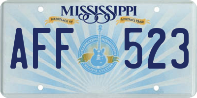 MS license plate AFF523