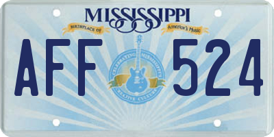 MS license plate AFF524