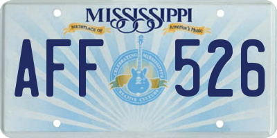 MS license plate AFF526