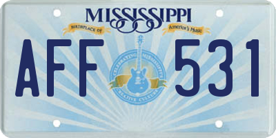 MS license plate AFF531