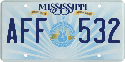MS license plate AFF532