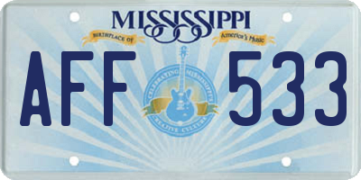 MS license plate AFF533