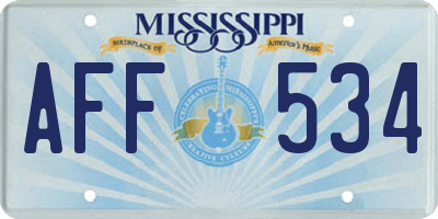 MS license plate AFF534