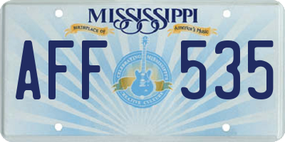 MS license plate AFF535