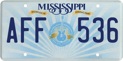 MS license plate AFF536