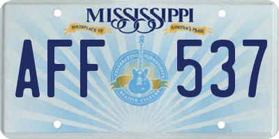 MS license plate AFF537