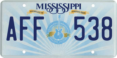 MS license plate AFF538
