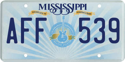 MS license plate AFF539