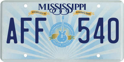 MS license plate AFF540