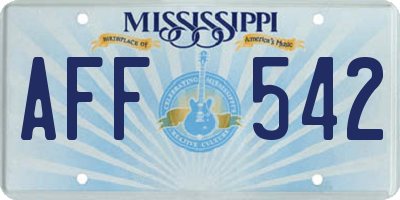 MS license plate AFF542