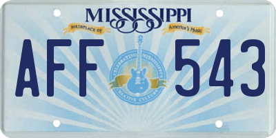 MS license plate AFF543
