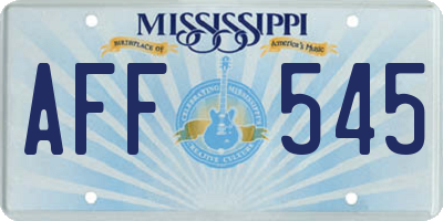 MS license plate AFF545