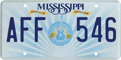 MS license plate AFF546