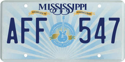 MS license plate AFF547