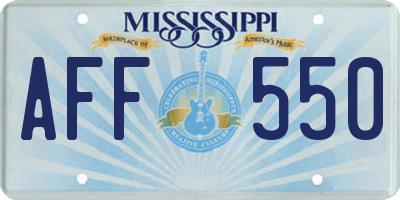 MS license plate AFF550