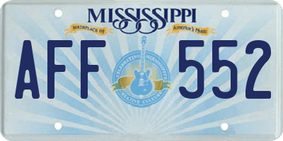MS license plate AFF552