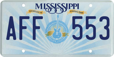 MS license plate AFF553