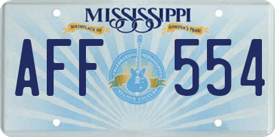 MS license plate AFF554