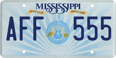 MS license plate AFF555