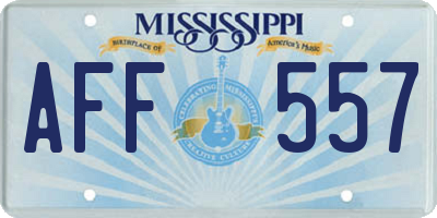 MS license plate AFF557