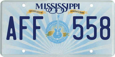 MS license plate AFF558