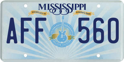 MS license plate AFF560