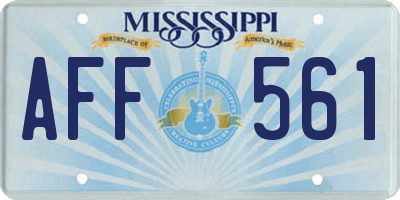 MS license plate AFF561