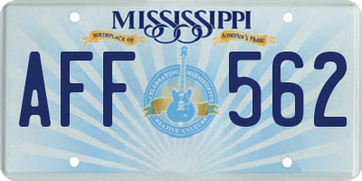 MS license plate AFF562
