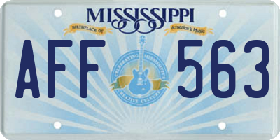 MS license plate AFF563