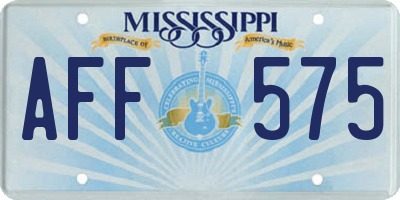 MS license plate AFF575