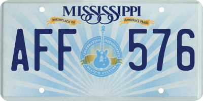 MS license plate AFF576
