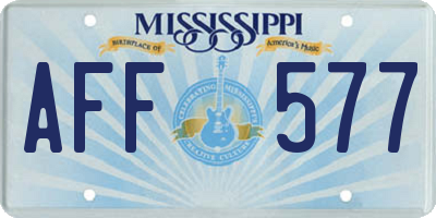MS license plate AFF577