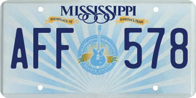 MS license plate AFF578