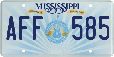 MS license plate AFF585