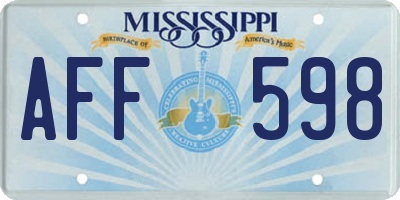 MS license plate AFF598