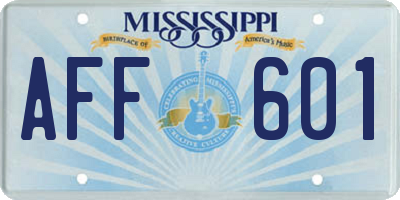 MS license plate AFF601