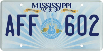 MS license plate AFF602