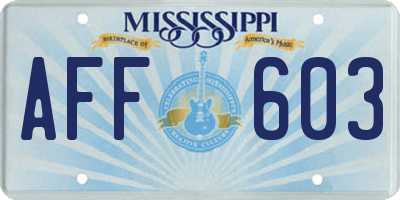 MS license plate AFF603