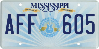 MS license plate AFF605