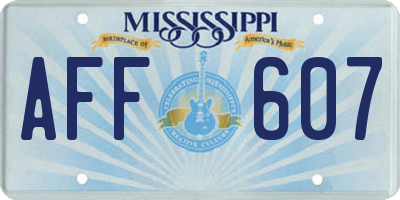 MS license plate AFF607