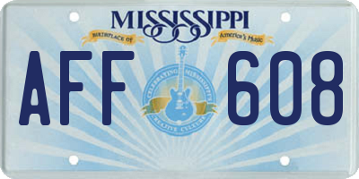 MS license plate AFF608